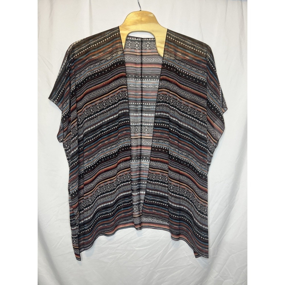 FOREVER 21 Sleeveless Swimsuit Cover-Up- Sheer Colorful Lightweight Open Jacket